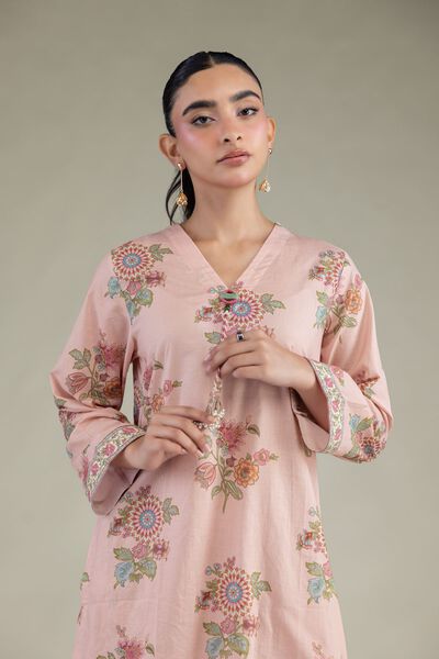 Printed | Cambric | Pink Cambric Kurta | USD 35.00