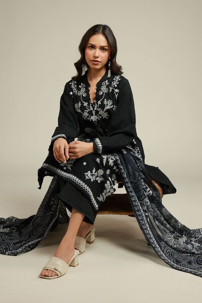 Embroidered | Dobby | 3-Piece Tailored Set | USD 80.00