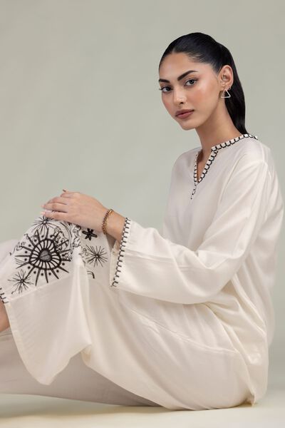 Embroidered | Viscose Crepe | Solid Viscose Tunic | USD 40.00
