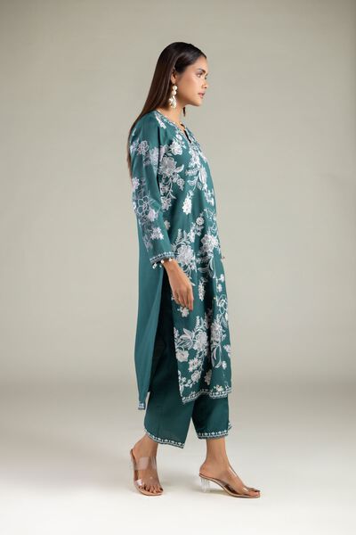Embroidered | Raw Silk | Floral Pants | USD 35.00
