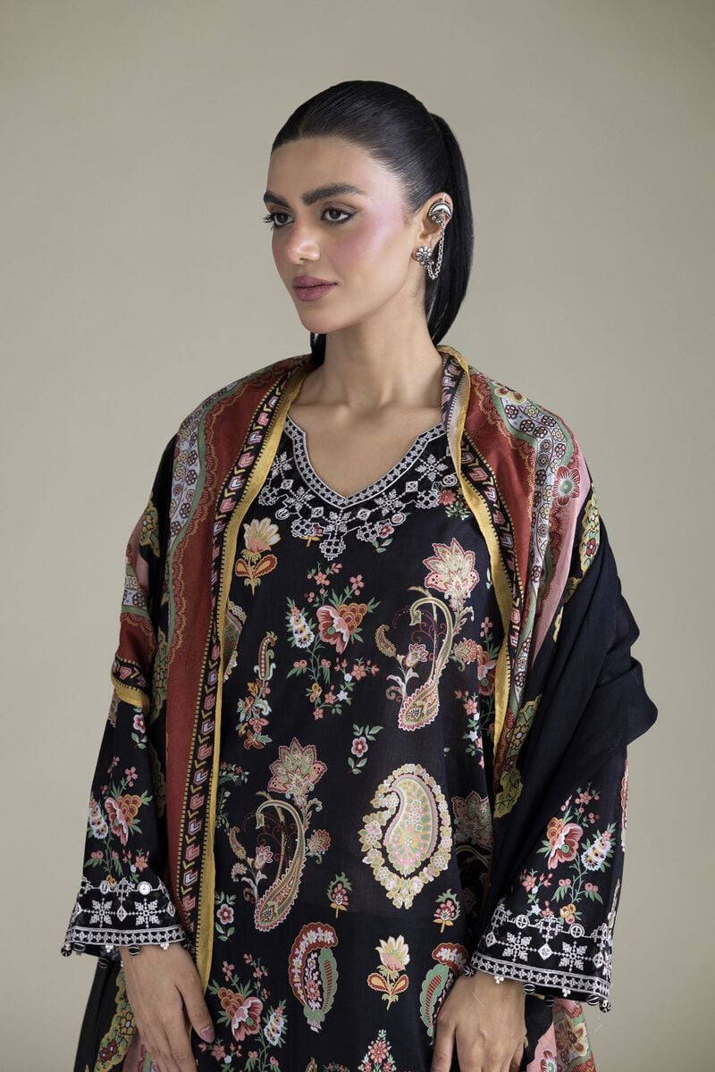 Embroidered | Cambric | Black Tailored Set | USD 65.00