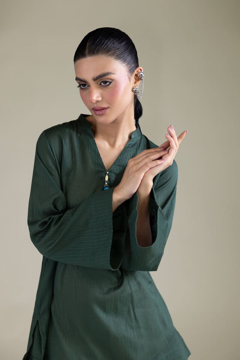Dyed | Cotton Dobby | Solid V-Neck Kurta | USD 35.00