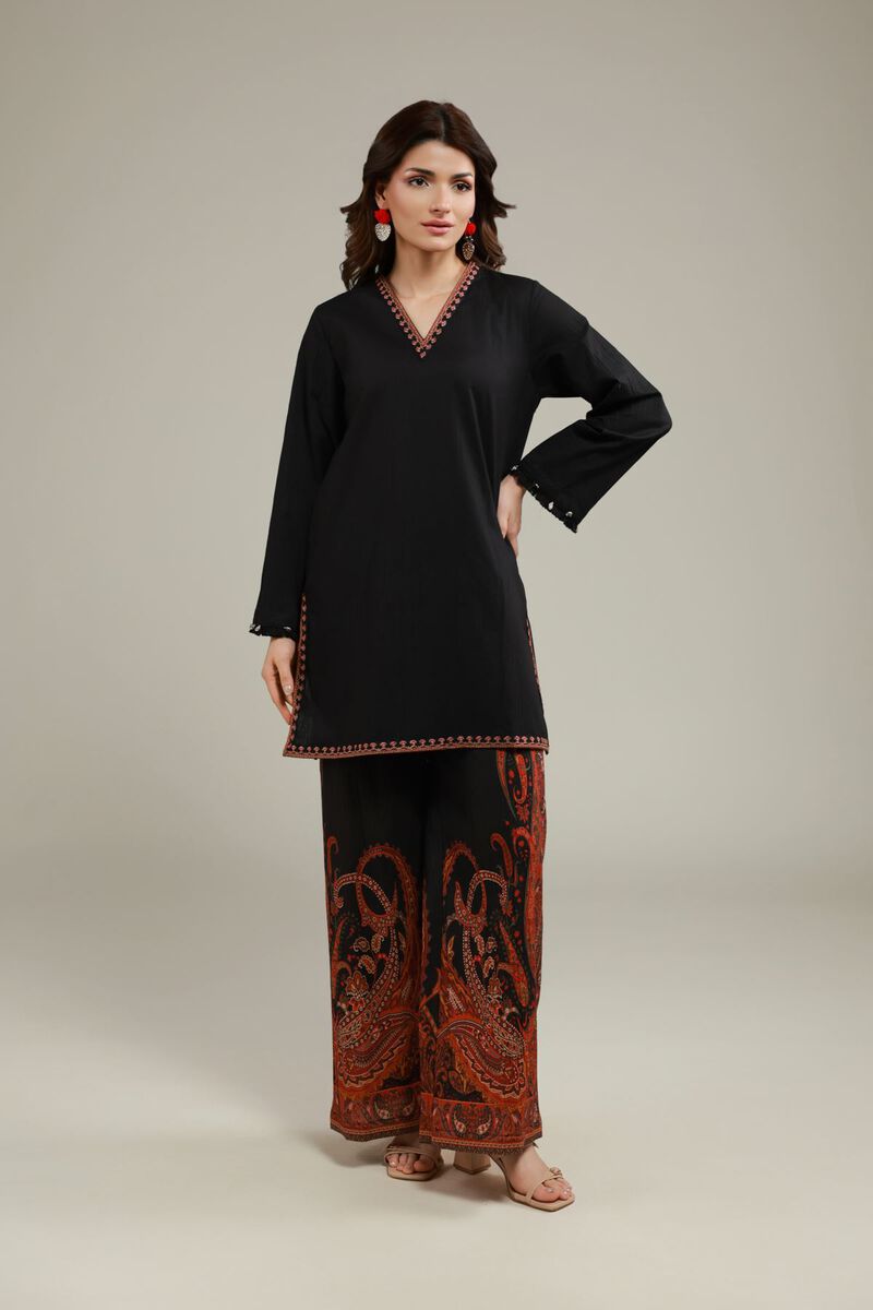 Embroidered | Cotton Crinkle | Threadwork V-Neck Kurta | USD 35.00