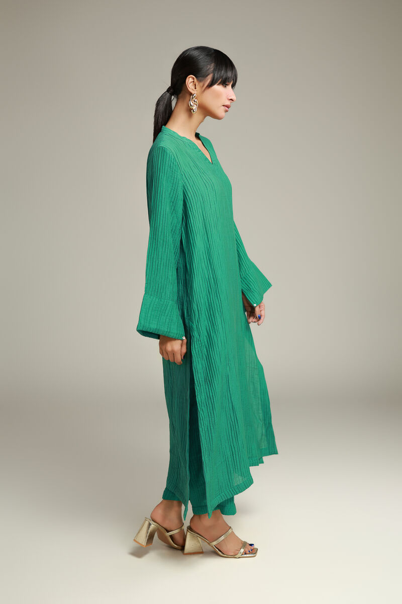 Dyed | Blended Crinkle | Solid Long Kurta | USD 35.00