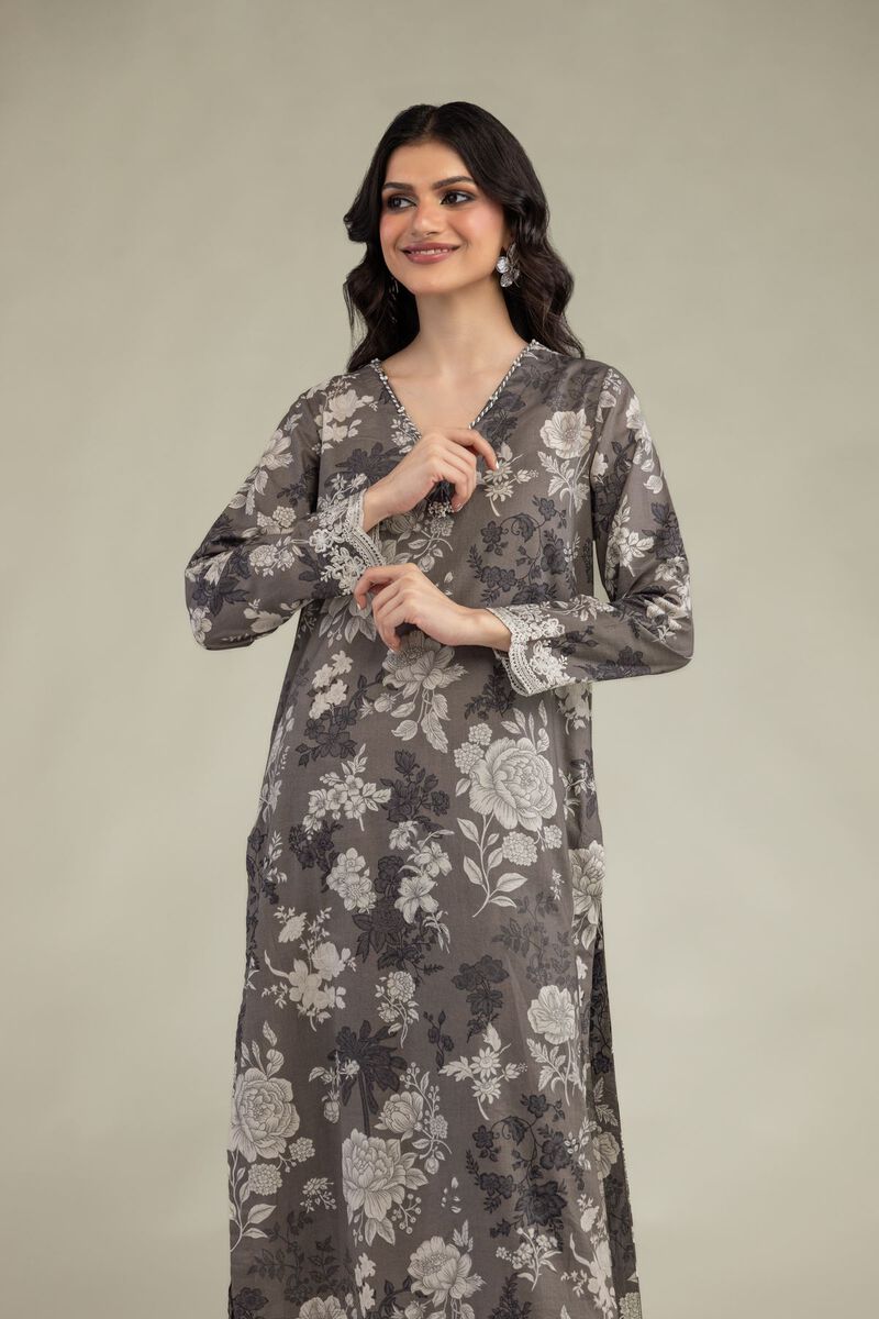 Embroidered | Lawn | Gray Lawn Kurta | USD 35.00