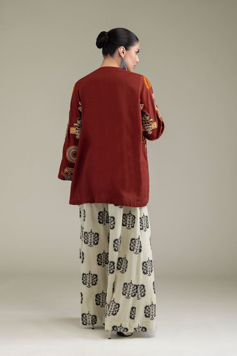 Embroidered | Raw Silk | Rust Silk Kurta | USD 45.00