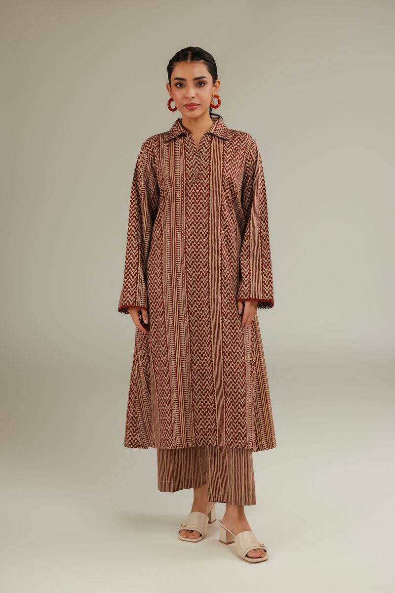 Printed | Textured Cotton | Brown Cotton Kurta | USD 30.00