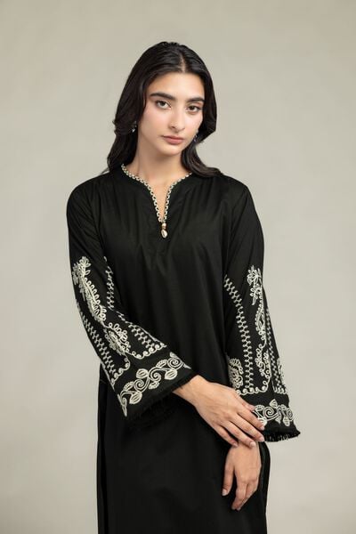 Embroidered | Cambric | Black Cambric Kurta | USD 40.00