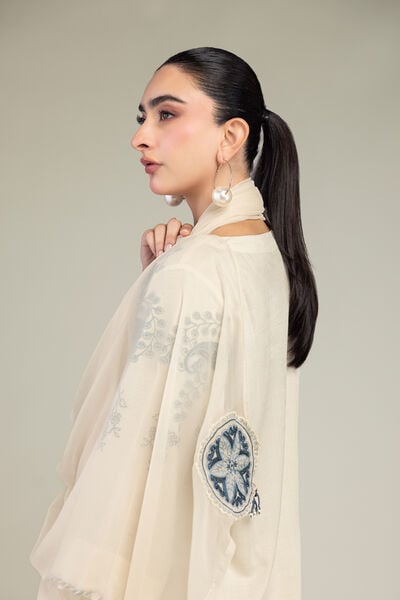 Embroidered | Chiffon | Off-White Chiffon Dupatta | USD 40.00