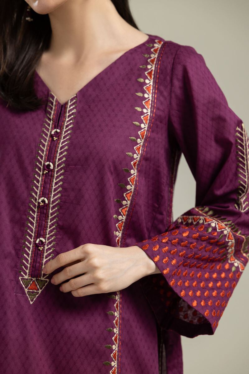Embroidered |Cotton Dobby | V-Neck Cotton Kurta | USD 35.00