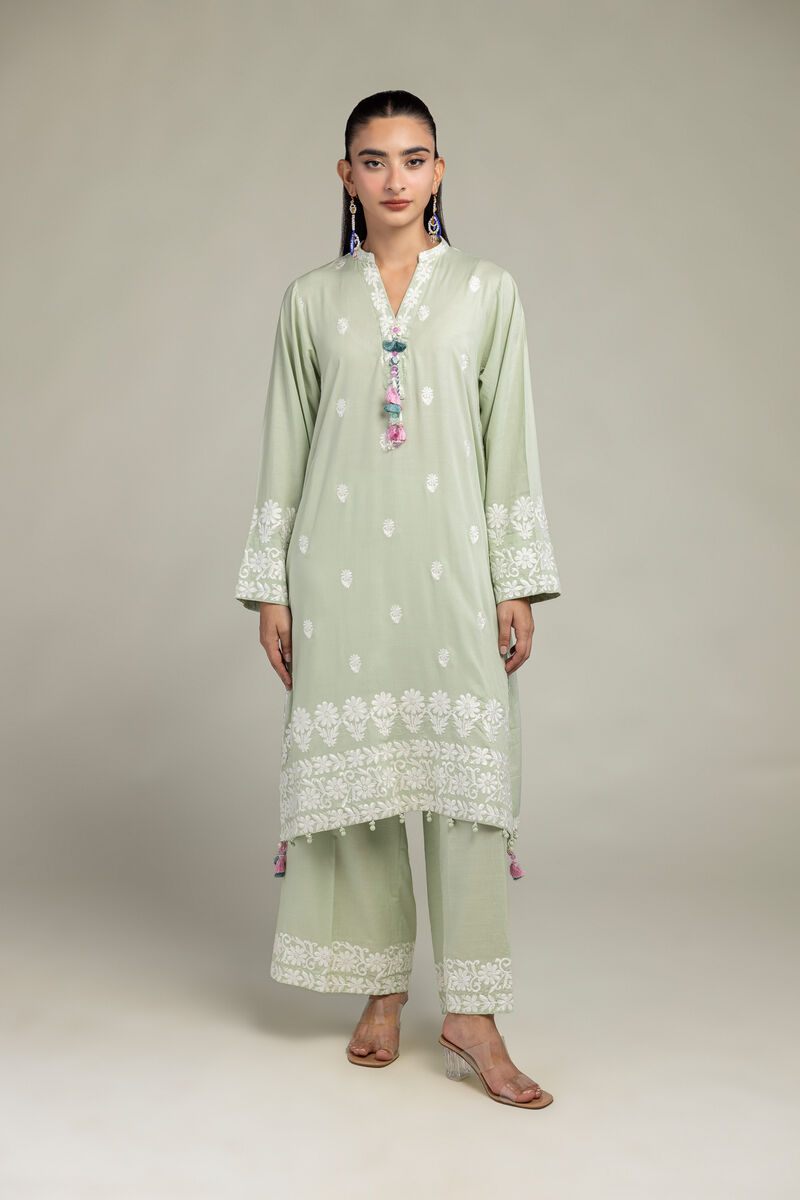 Embroidered | Raw Silk | Floral Silk Kurta | USD 65.00
