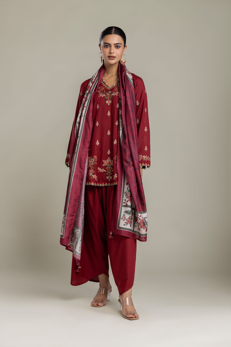 Embroidered | Polyester Silk | Floral Silk Dupatta | USD 35.00