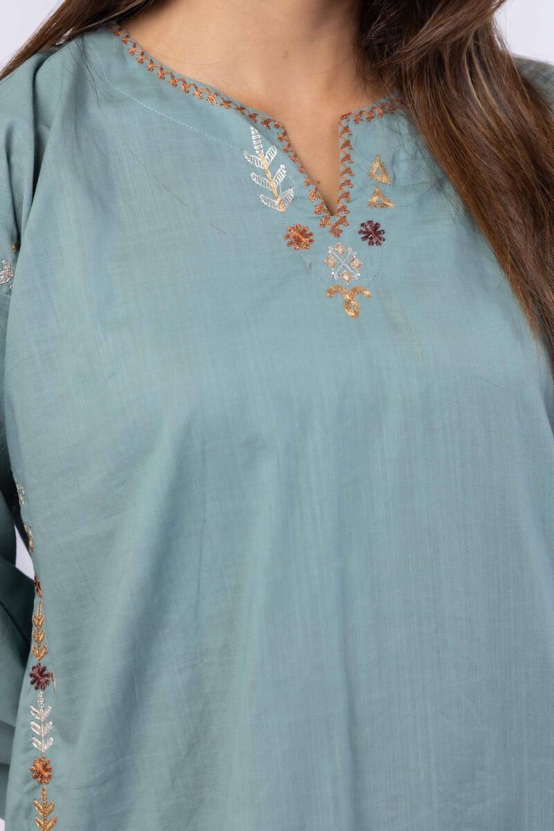 Embroidered | Crosshatch Poplin | Kurta | USD 17.50
