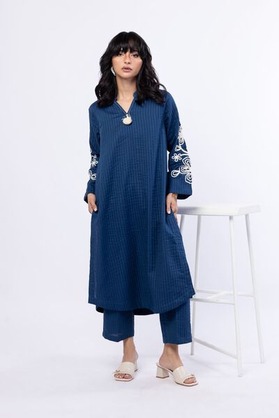 Embroidered | Double Layer Striped | Kurta | USD 35.00