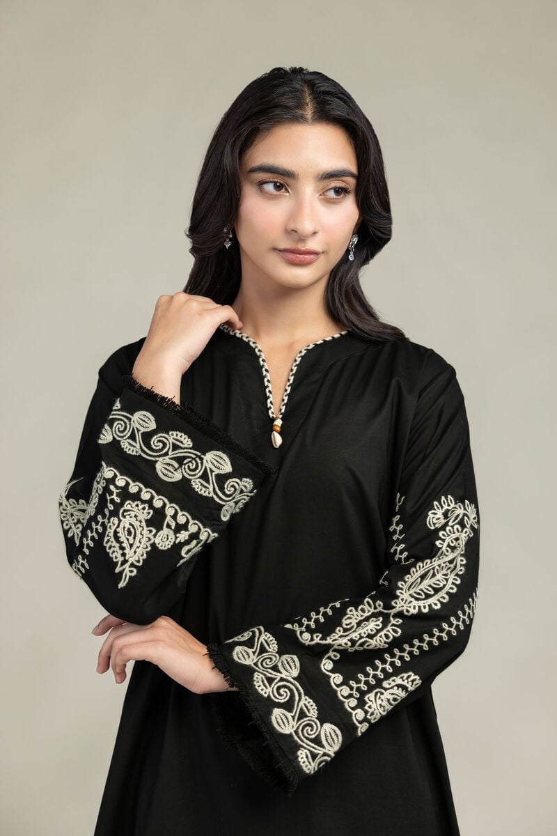 Embroidered | Cambric | Black Cambric Kurta | USD 40.00