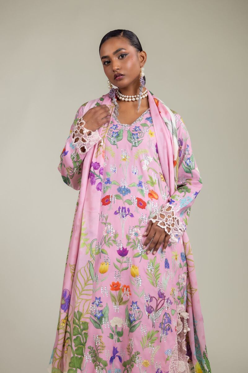 Raw Silk | Floral Embroidered Suit | USD 180.00