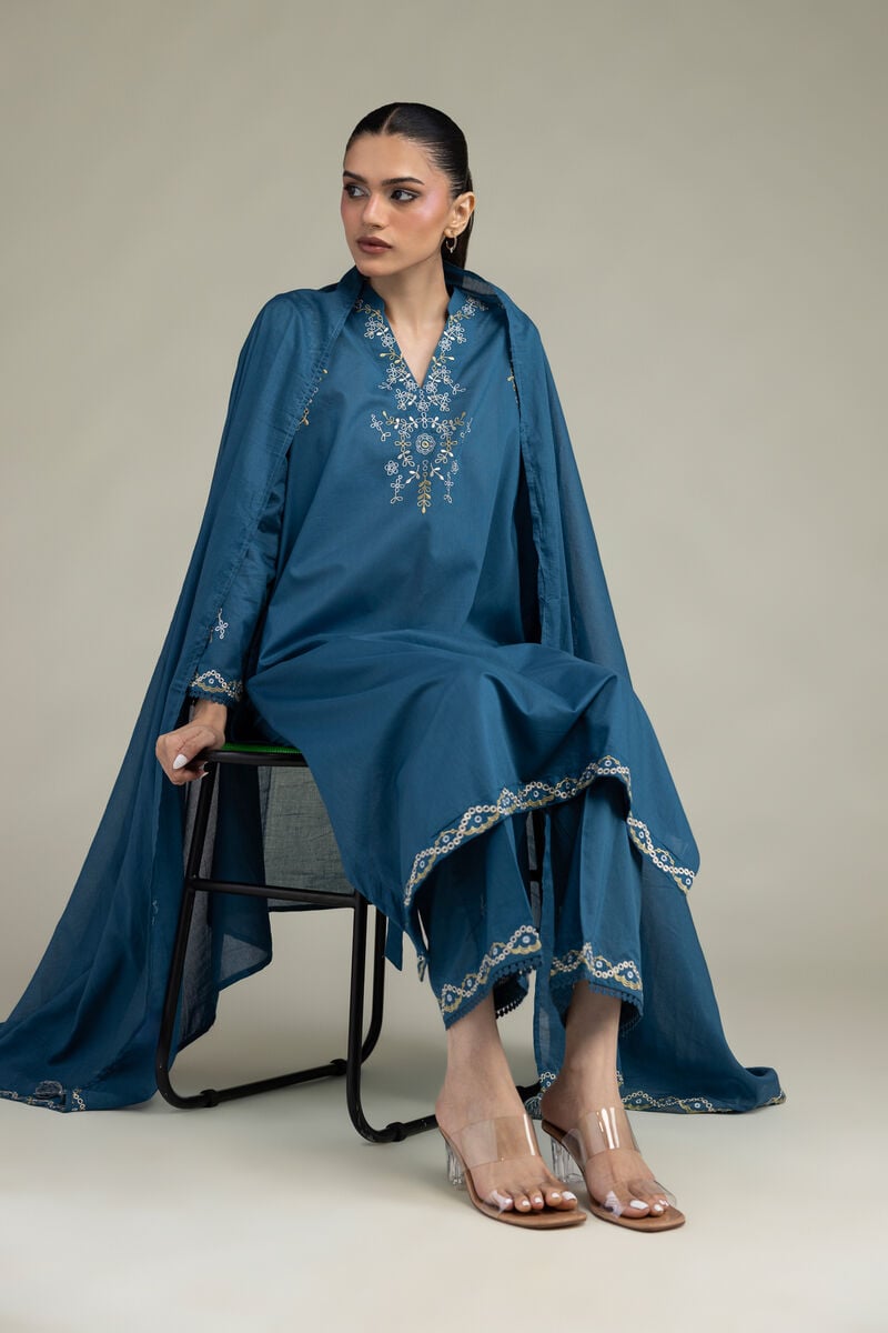 Embroidered | Cambric | Floral Longline Kurta | USD 40.00