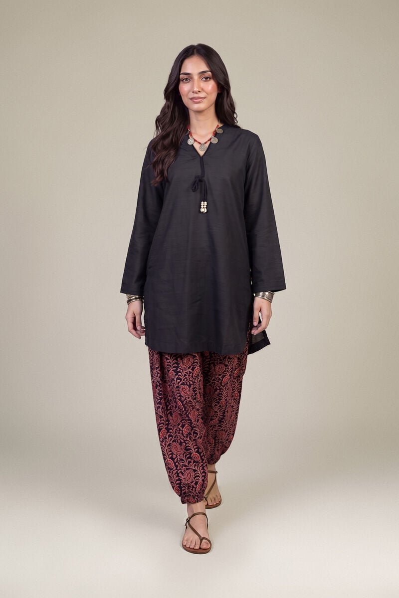 Printed | Light Khaddar | Short Black Kurta | USD 35.00