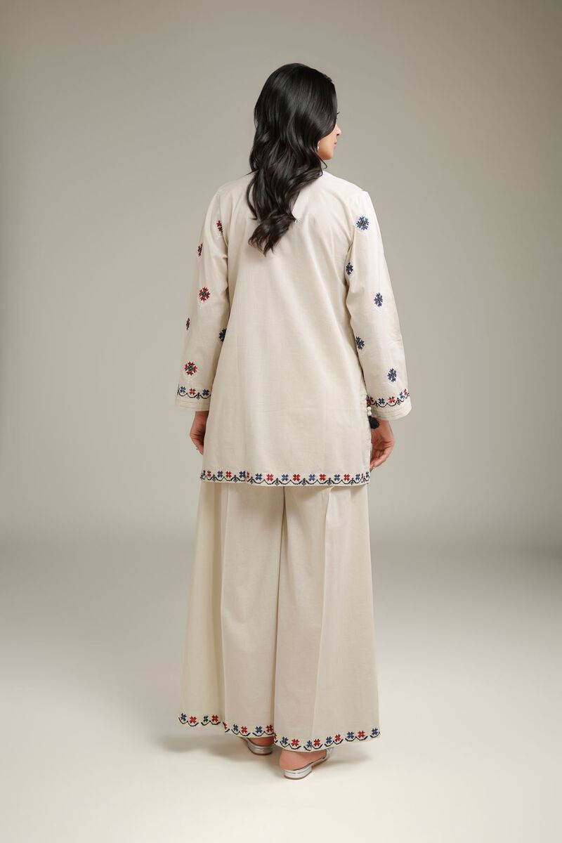Embroidered | Cambric | Floral V-Neck Kurta | USD 40.00