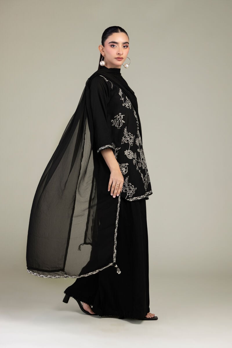 Embroidered | Chiffon | Black Chiffon Dupatta | USD 40.00
