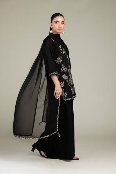 Embroidered | Chiffon | Black Chiffon Dupatta | USD 40.00