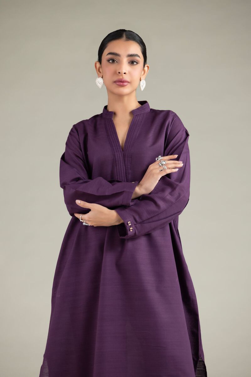 Dyed | Textured Cotton | Long V-Neck Kurta | USD 30.00