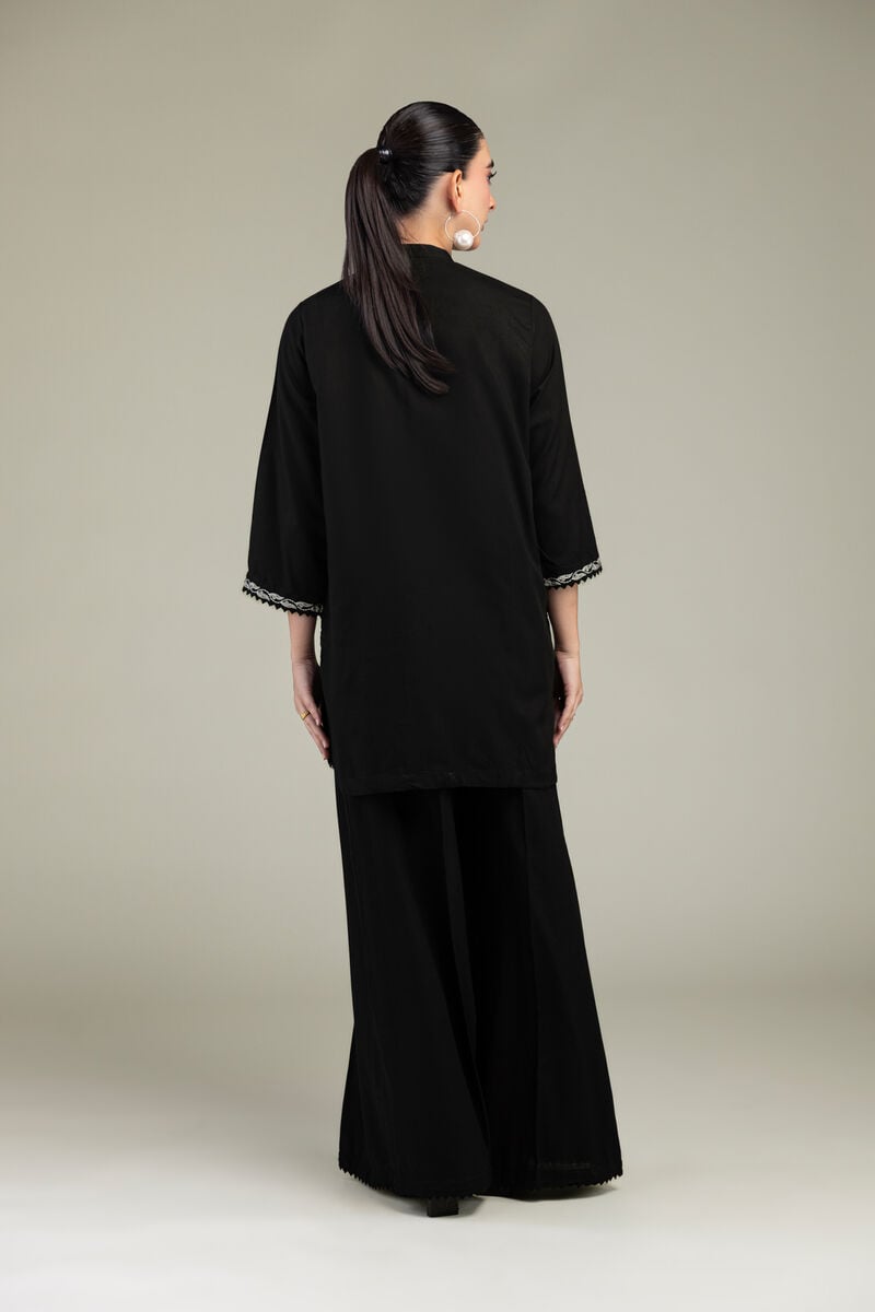 Embroidered | Raw Silk | Black Floral Kurta | USD 55.00