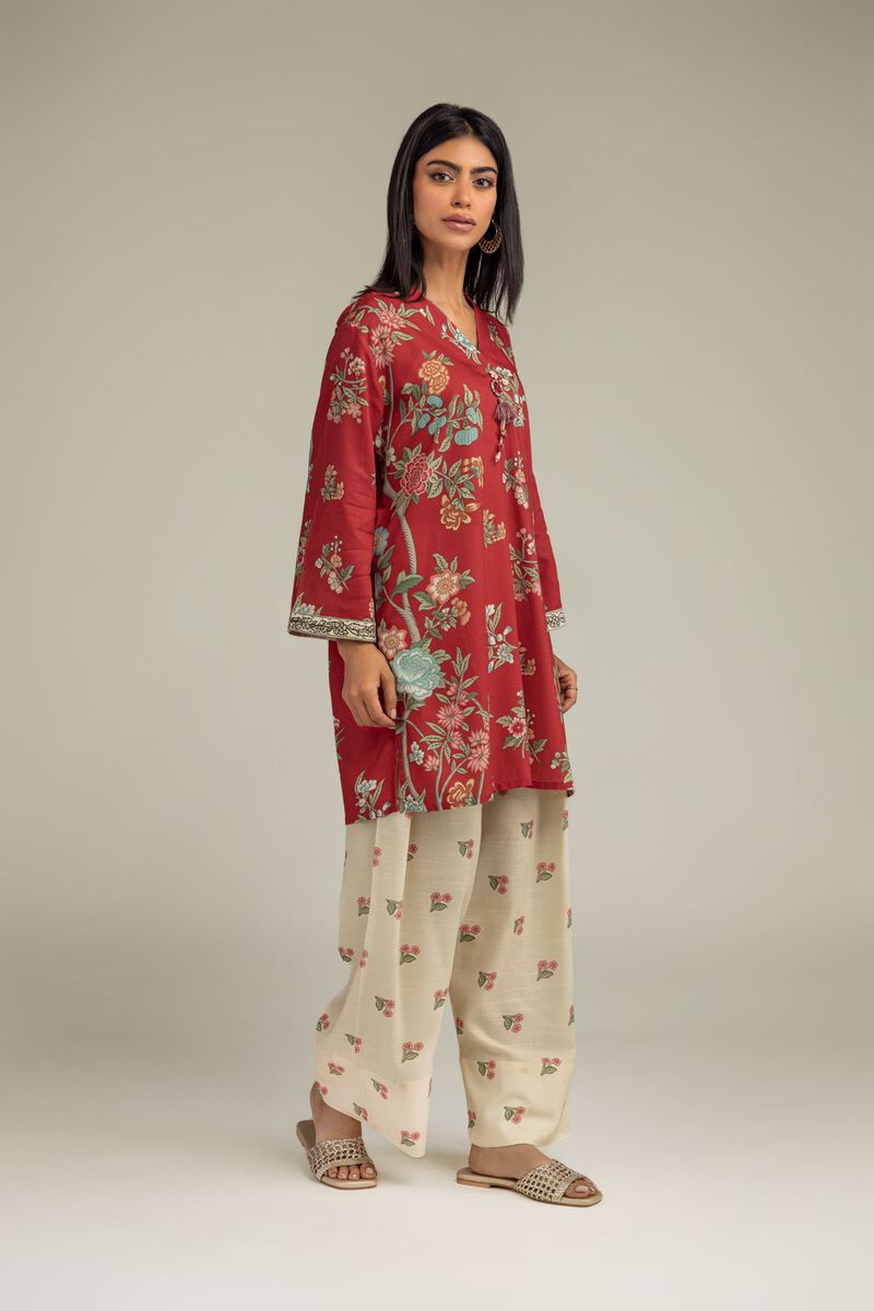Printed | Raw Silk | Floral Silk Shalwar | USD 35.00