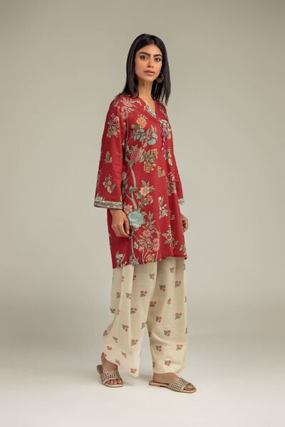 Printed | Raw Silk | Floral Silk Shalwar | USD 35.00