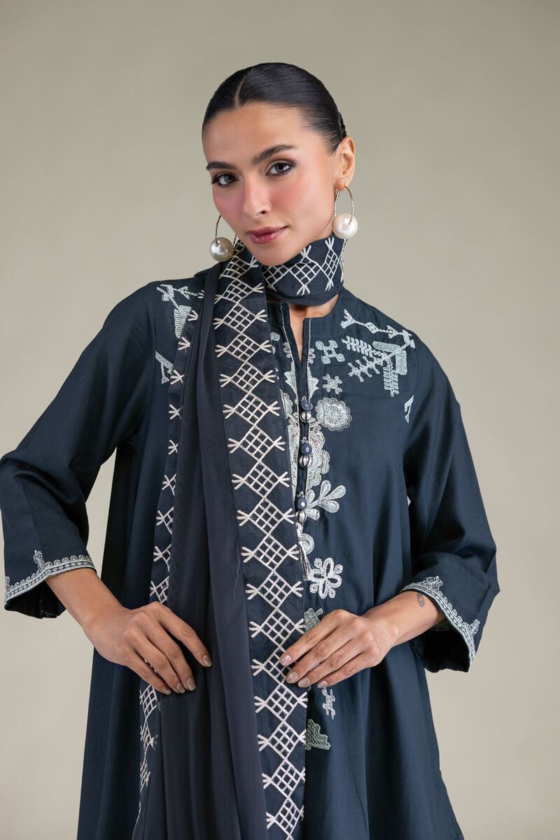Embroidered | Chiffon | Chiffon Navy Dupatta | USD 35.00