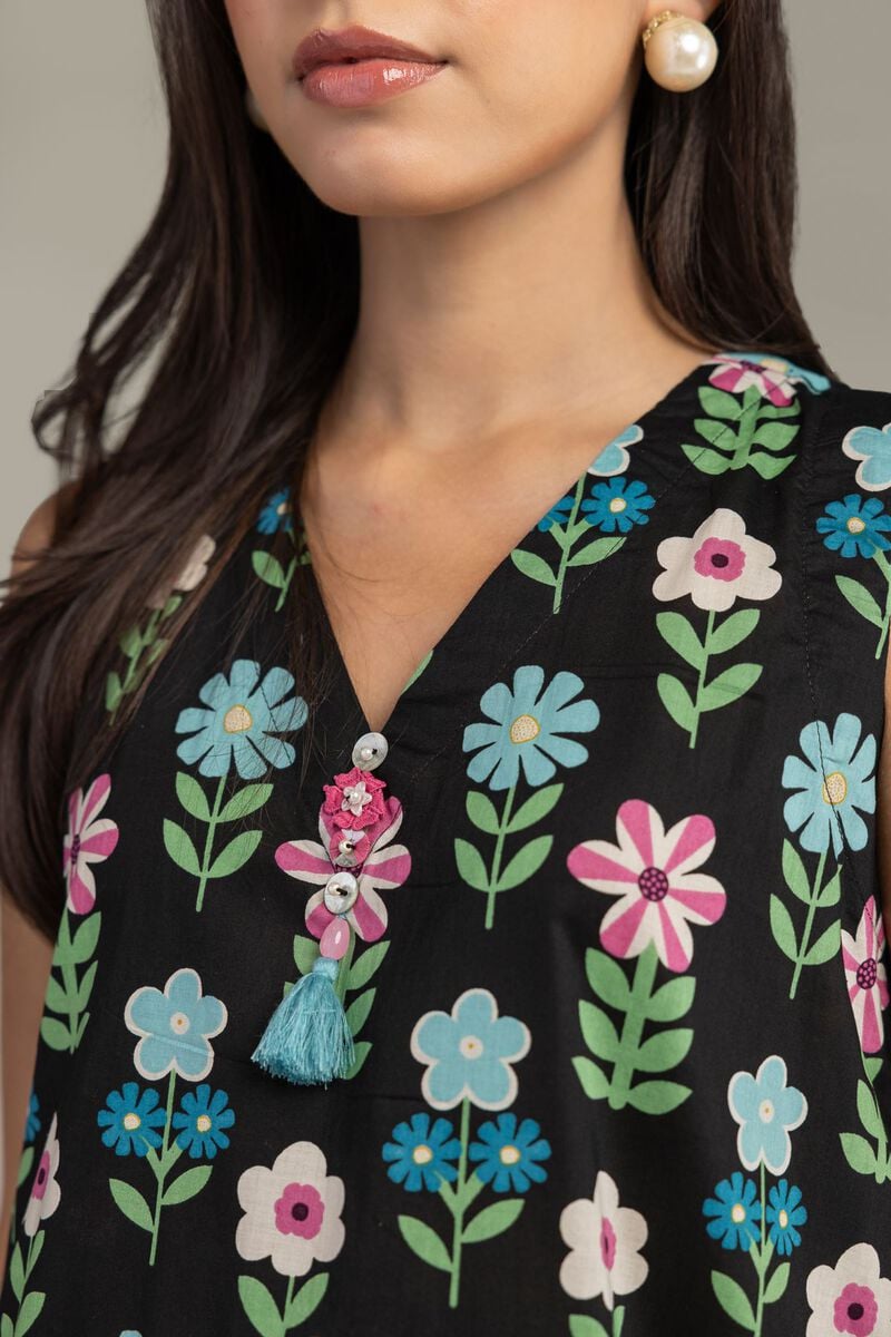 Printed | Cambric | Black Cambric Kurta | USD 35.00