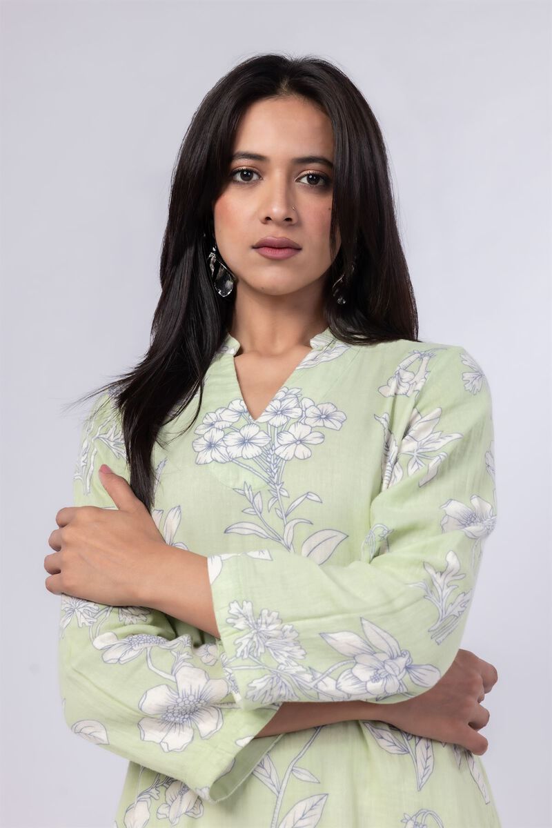 Printed | Cheese Cloth | Floral V-Neck Kurta | USD 12.00