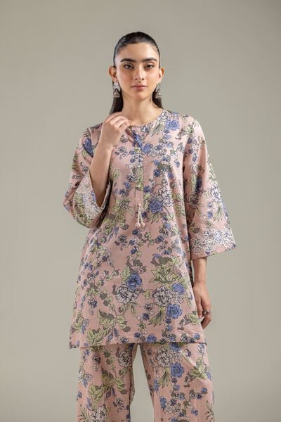 Embroidered | Cotton Dobby | Floral Peach Kurta | USD 35.00