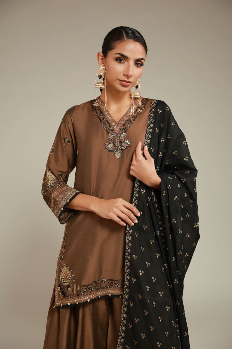 Embroidered | Raw Silk | 3 Piece Co-ord Set | USD 125.00