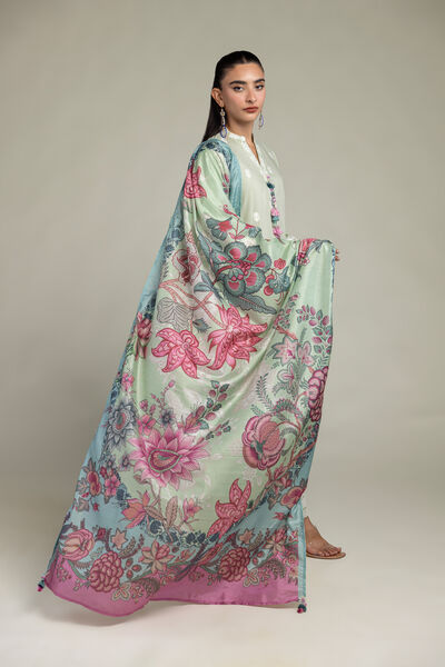 Embroidered  | Polyester Silk | Silk Floral Dupatta | USD 30.00