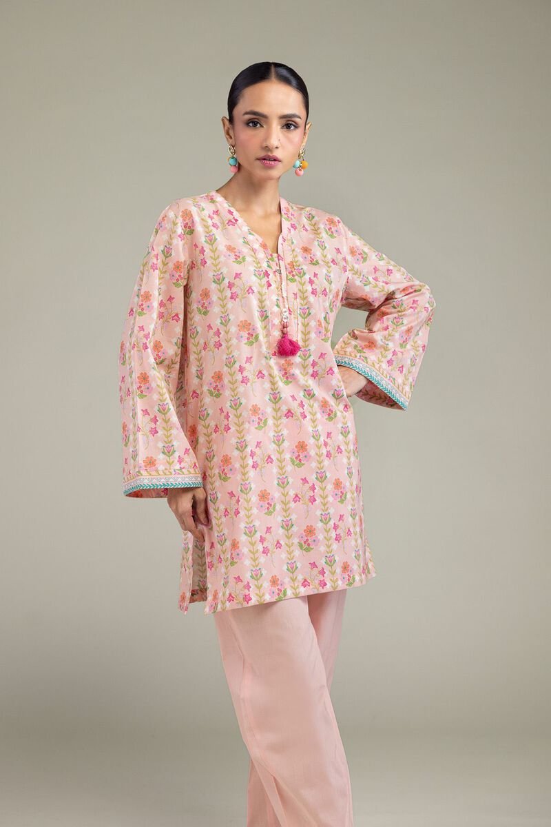 Printed | Cambric | Peach Cambric Kurta | USD 30.00