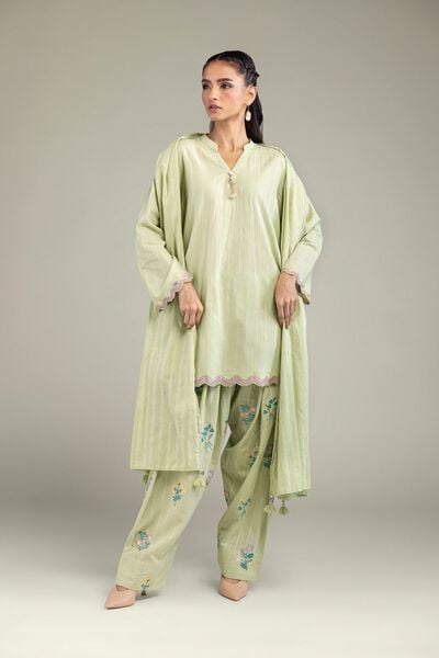 Embroidered | Textured Cotton | Floral Cotton Shalwar | USD 45.00