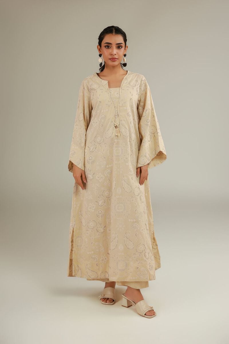 Cambric | Embroidered Beige Kurta | USD 35.00