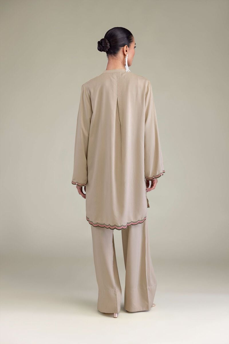 Embroidered | Raw Silk | Band Collar Kurta | USD 55.00