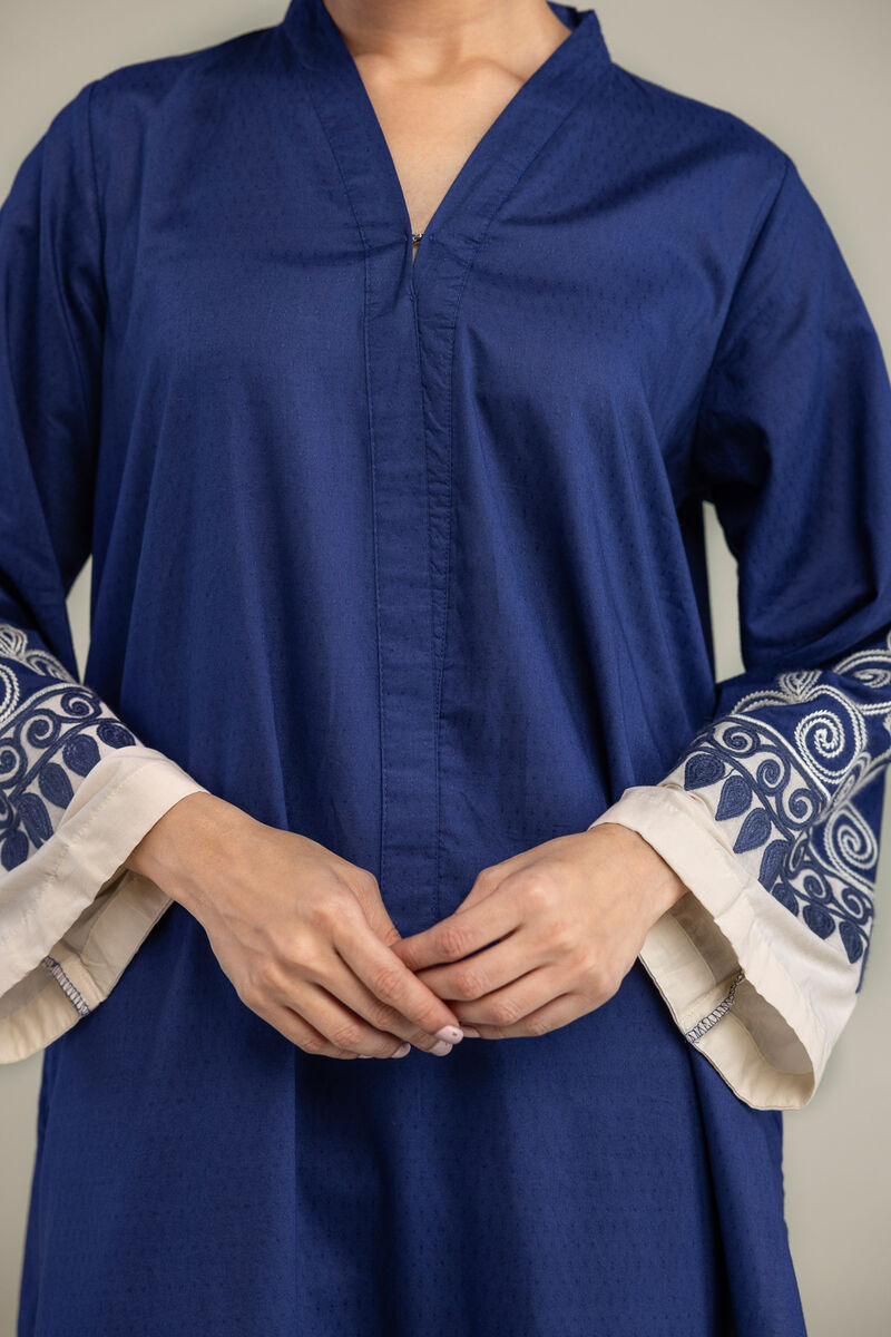 Embroidered | Cotton Dobby | Cotton Navy Kurta | USD 45.00