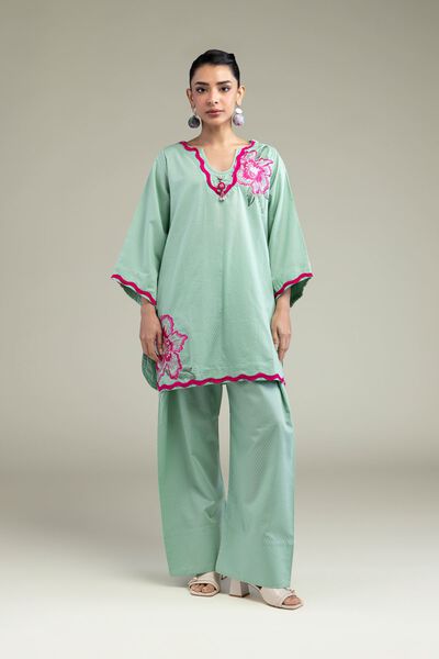 Embroidered | Cotton Dobby | Floral Mint Shalwar | USD 30.00