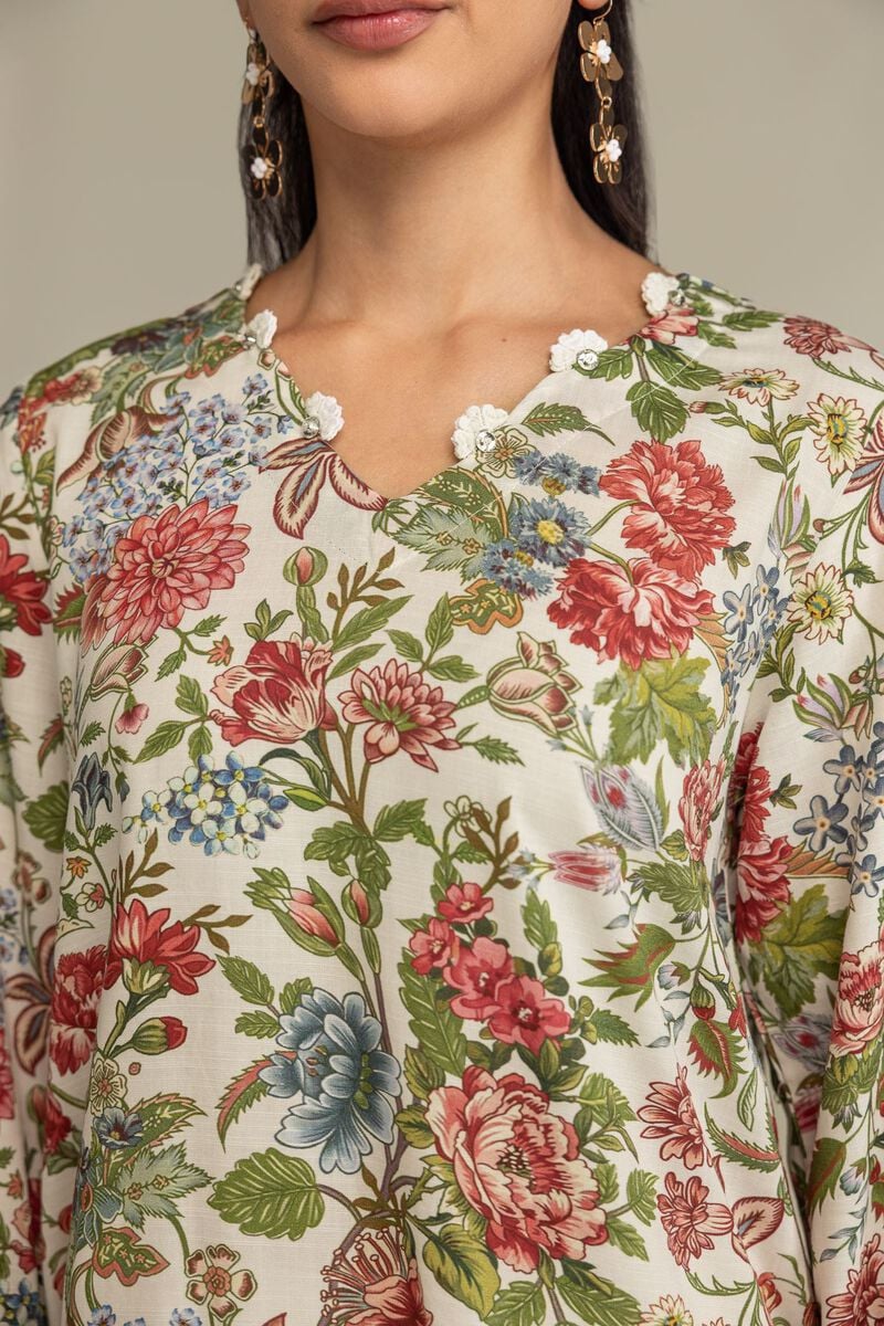 Printed | Raw Silk | Floral Short Kurta | USD 40.00