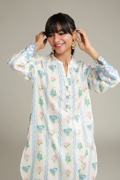Embroidered | Cotton Dobby | Short Cotton Kurta | USD 30.00