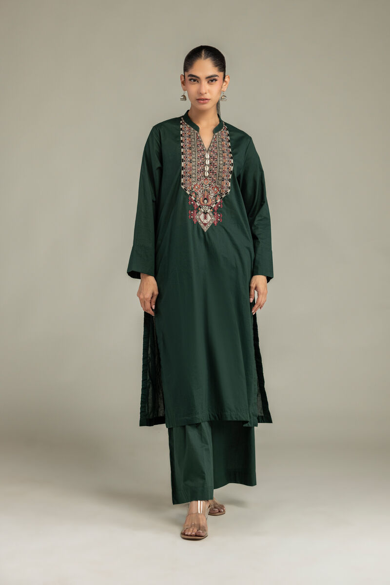 Embroidered | Cambric | Green Cambric Kurta | USD 40.00