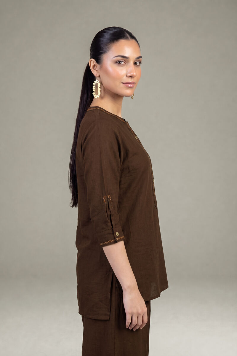 Dyed | Crepe | Brown Crepe Shirt | USD 40.00