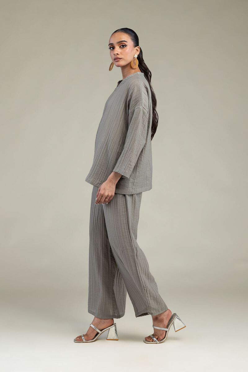Dyed | Blended Crinkle | Gray Crinkle Trousers | USD 35.00