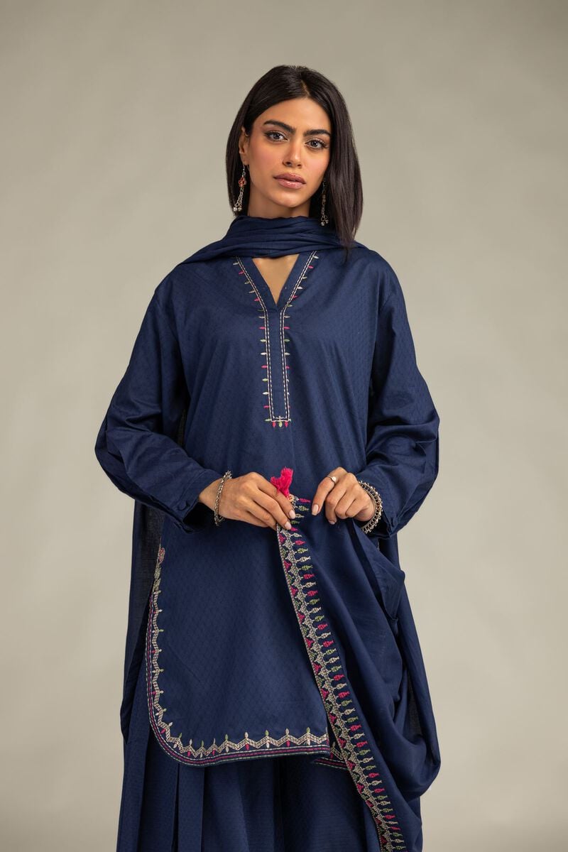 Embroidered | Lawn | Navy Lawn Dupatta | USD 35.00