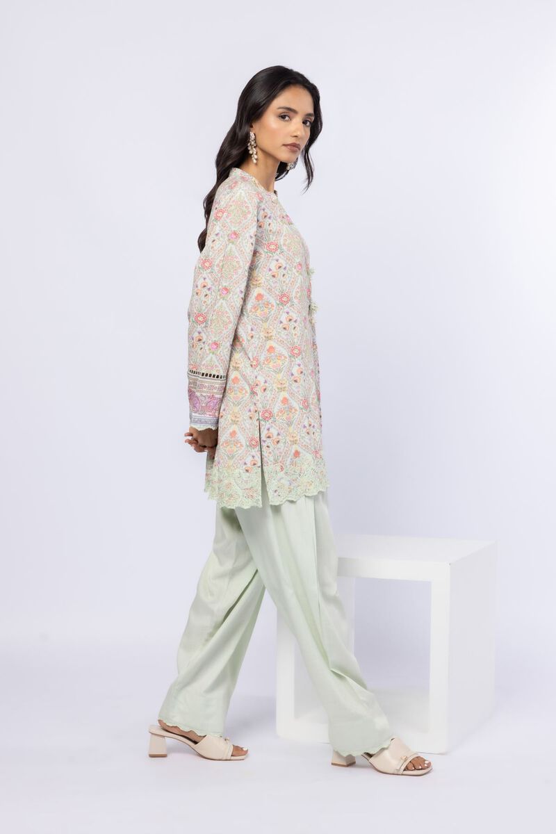 Embroidered | Crosshatch Raw Silk | Pants | USD 23.00