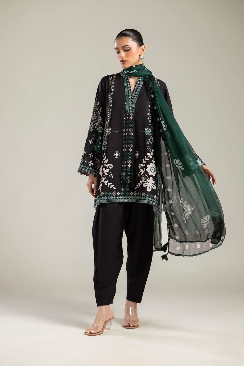 Embroidered | Chiffon | Green Floral Dupatta | USD 30.00