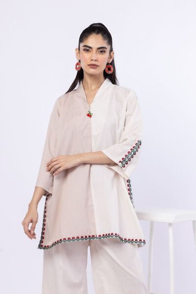 Embroidered | Crosshatch Poplin | Kurta | USD 30.00